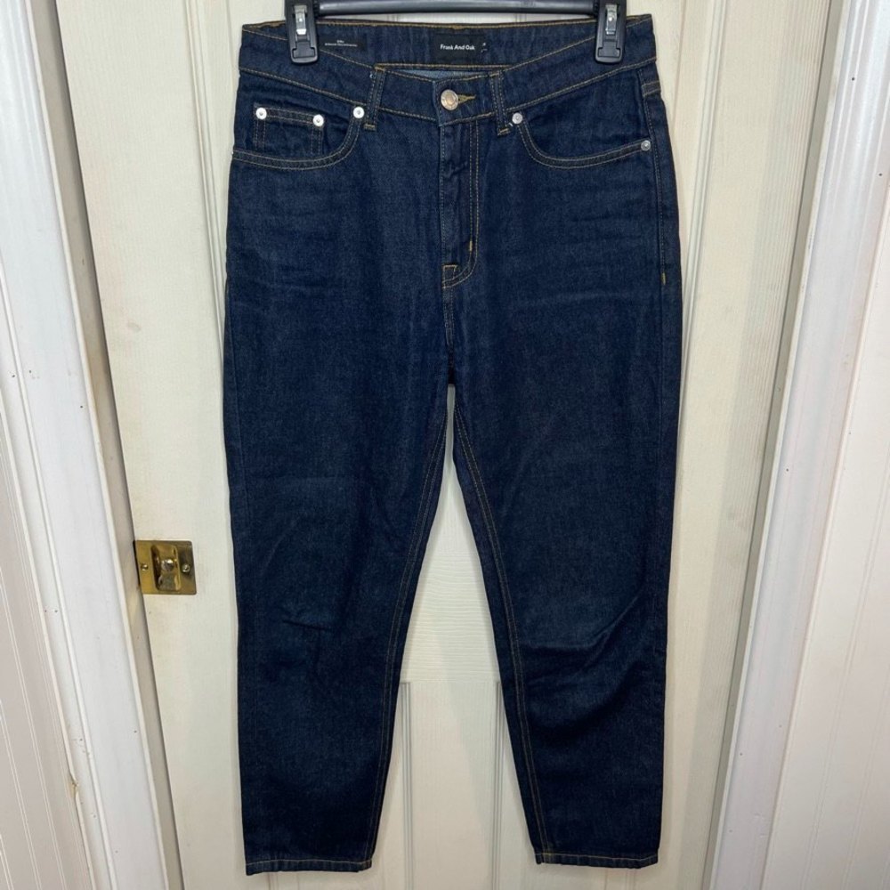 Frank and Oak Women's Billie Relaxed High Rise Jeans Size 25 Dark Wash
